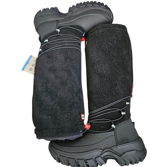 Hunter Wanderer Womens Black Waterproof Tall Sherpa Snow Gorpcore Boots SZ 7 NWT - Picture 8 of 12